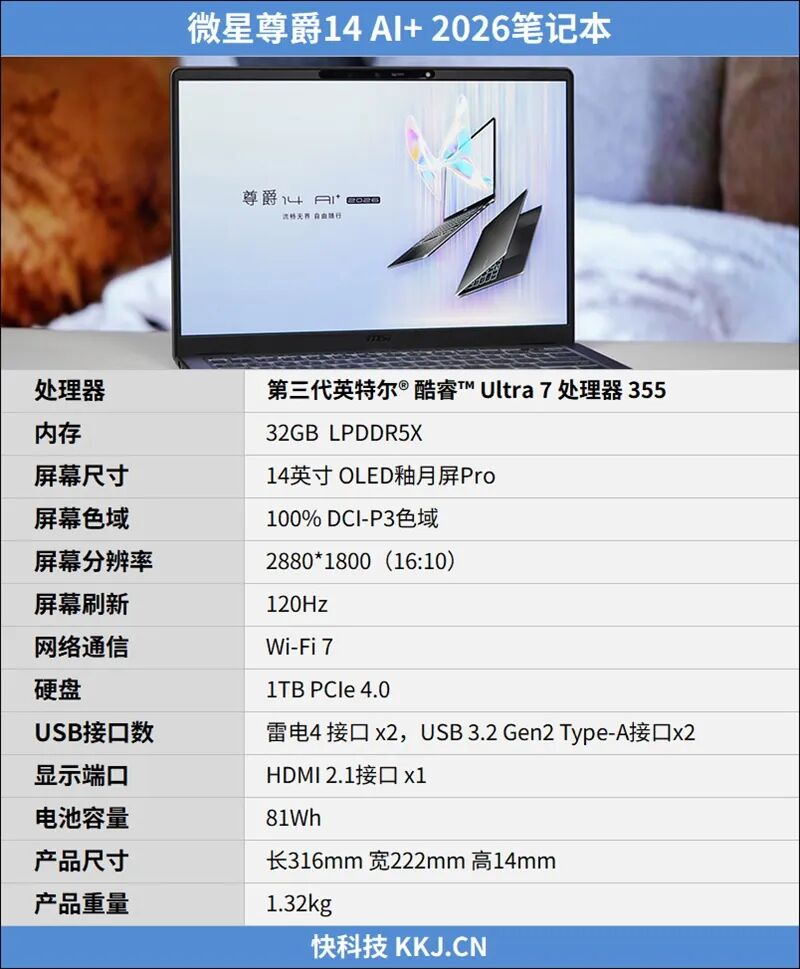 续航超22小时！微星尊爵14 AI+笔记本评测：新平台能效惊人 釉月屏Pro素质极佳
