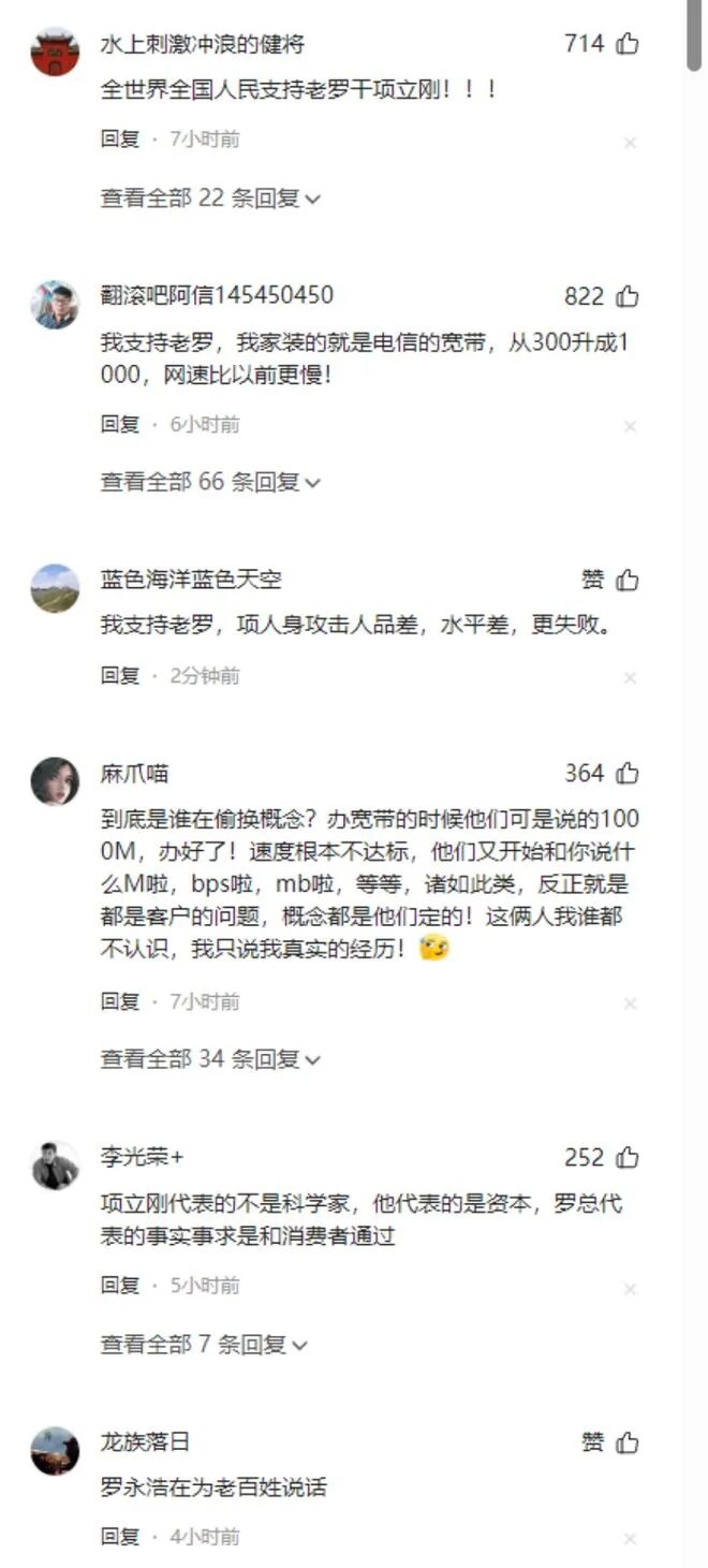 网友评论截图，支持罗永浩
