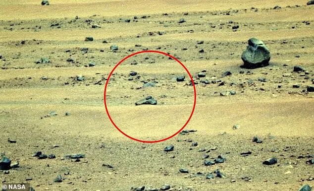火星地表照片中被圈出的异形岩石