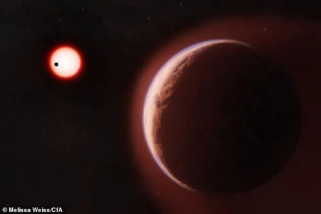 LHS 1140 b及其红矮星的艺术想象图